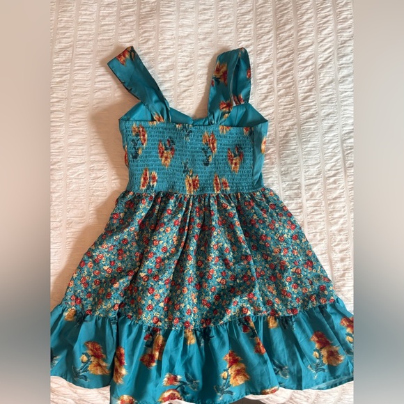 Floral Teal Sleeveless Dress - Picture 5 of 11